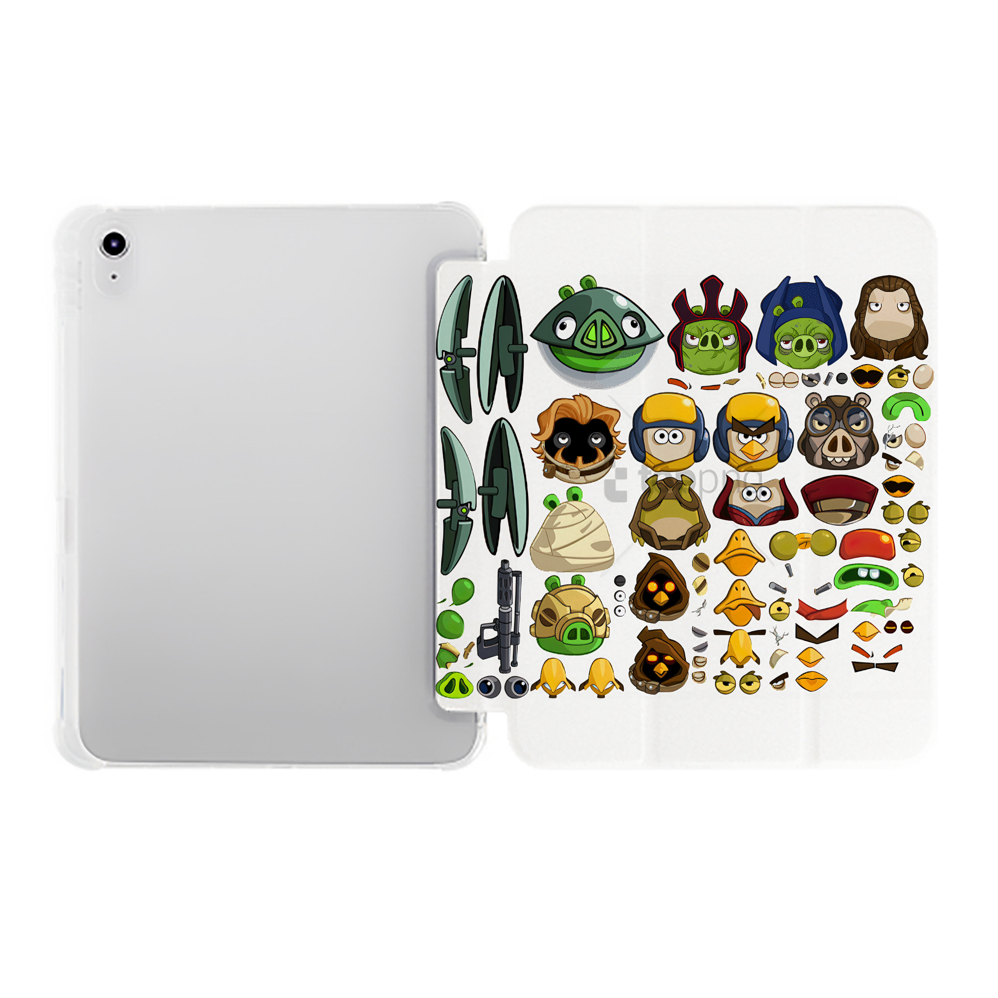 （画像用） Angry Birds アングリーバード IPad ケース ペン収納付き 三つ折りスタンド PUレザー×シリコン 対応機種9.5/10.5/10.9インチ
